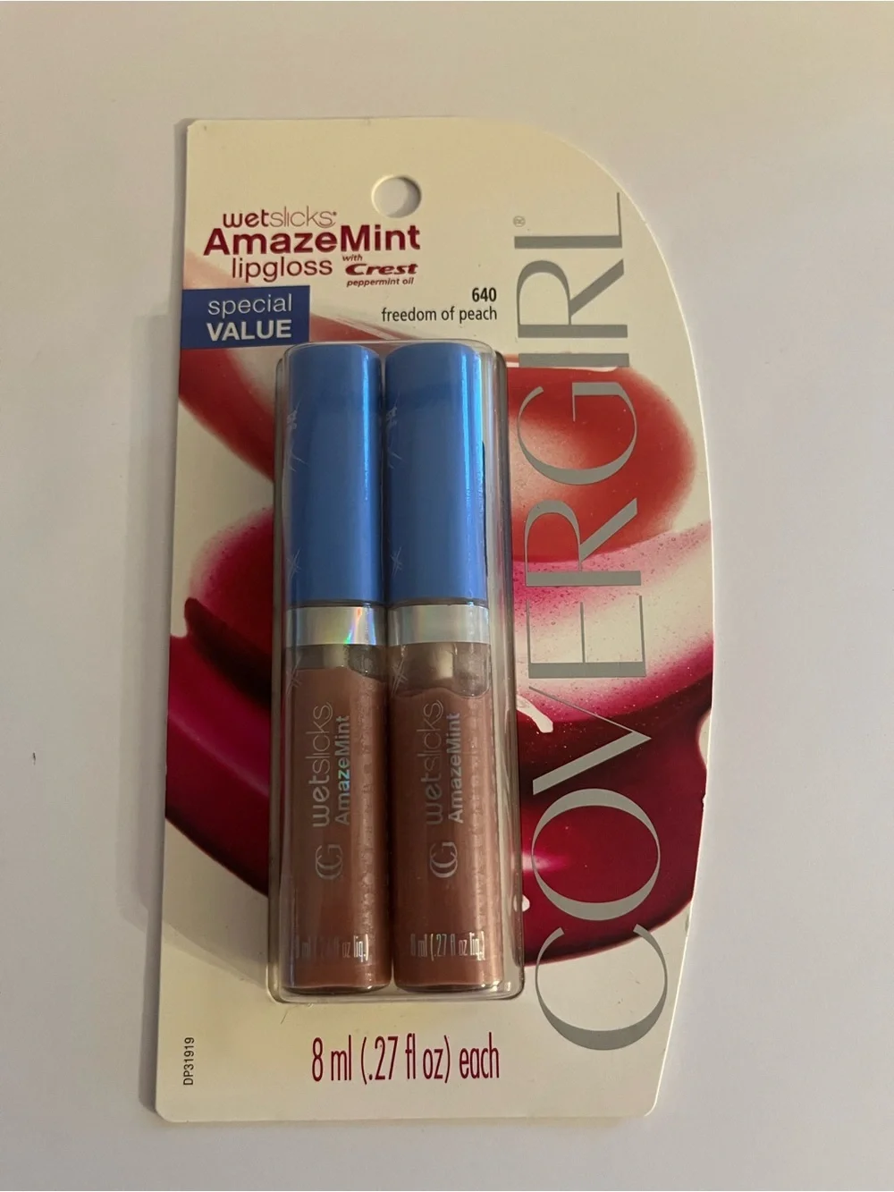 COVERGIRL Wetslicks Amazemint Lip Gloss 640 Freedom Of Peach 2Pack sealed NOS